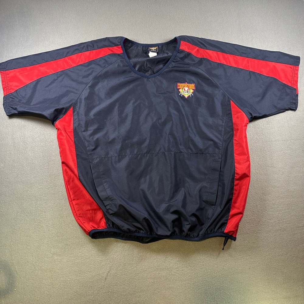 Cooperstown Dreams Park Baseball Windshirt Men XL Navy Red Short Sleeve Pullover